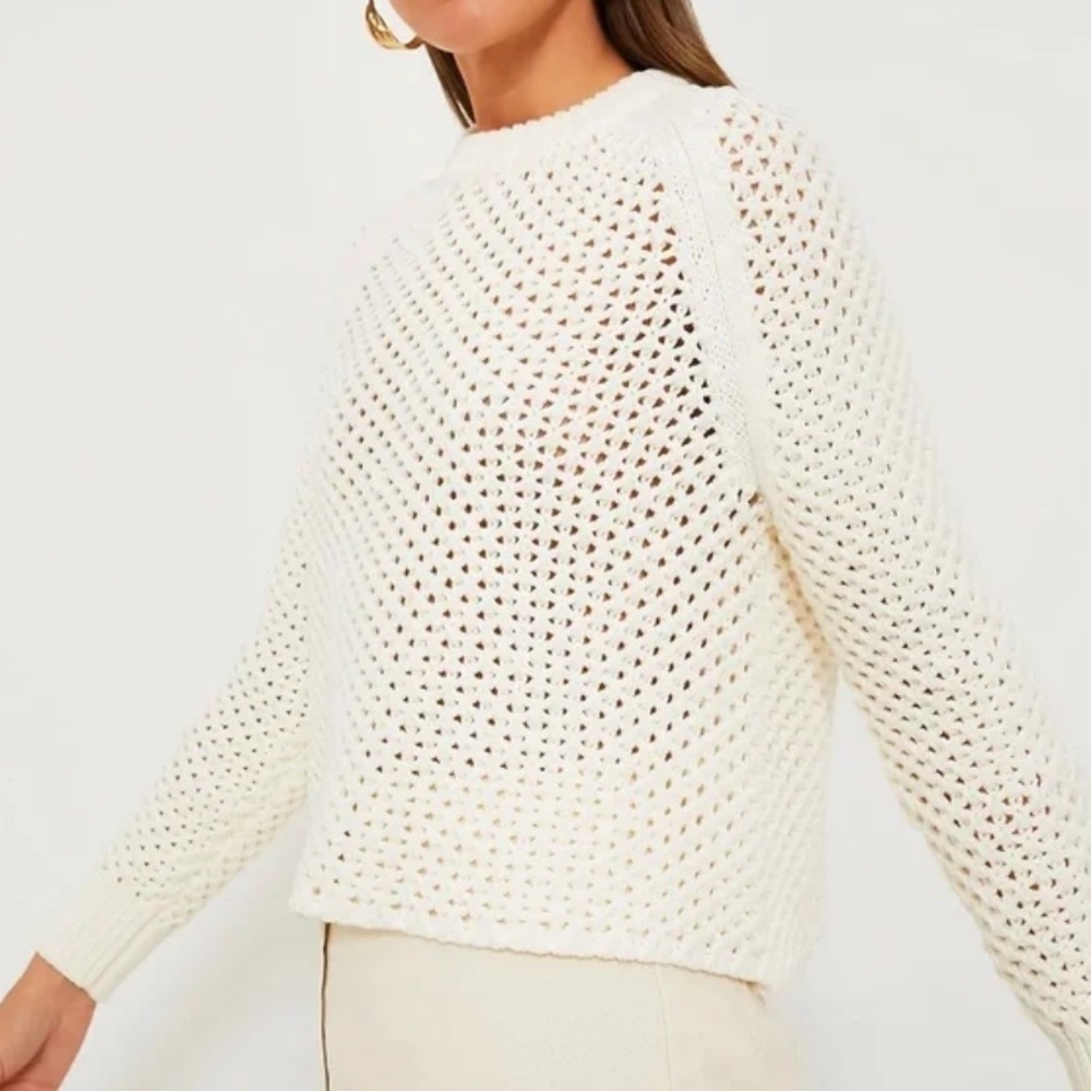 Tuckernuck Ivory Crochet Knit Annette Sweater